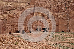 Nabataean Rock city of Petra, Palace and Corinthian tombs, Jordan