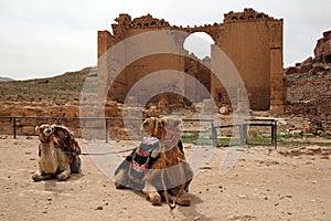 Nabataean Rock city of Petra, Qasr al Bint, Jordan