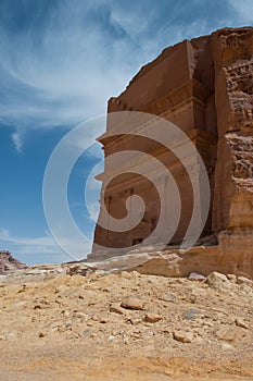 Nabatean tomb in Madain Saleh archeological site, Saudi Arabia