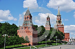 Nabatnaya, Tsarskaya and Spasskaya towers of the Kremlin.