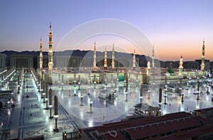 Nabawi Mosque in Medina at twilight photo