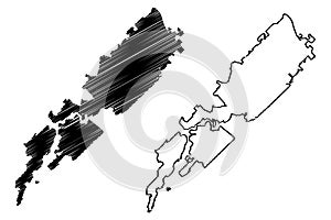 Naberezhnye Chelny City Russian Federation, Russia, Republic of Tatarstan map vector illustration, scribble sketch City of