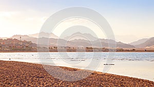 Nabq coast in the north of Sharm El Sheikh at sunset, Aqaba Gulf, South Sinai, Egypt