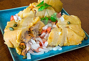 Nacatamal or tamal, a dish from Latin America photo