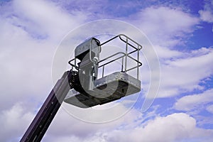 Nacelle pod on blue sky cloudy background