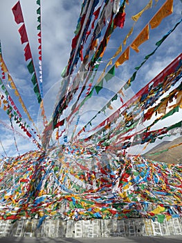 Nachela mountain pass praying flags tibet