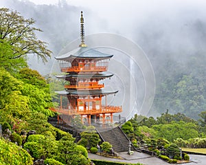 Nachi, Japan at Kumano Nachi Taisha Pagoda and waterfall