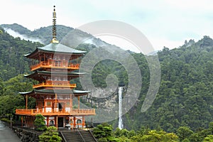 Nachi Pagoda and Misty Mountain Waterfall - Japan