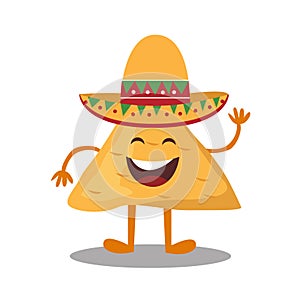 Nacho character design. Nachos on white