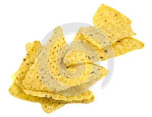 Nacho chips isolated on white photo