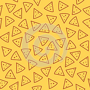 Nacho chips a lot on yellow background
