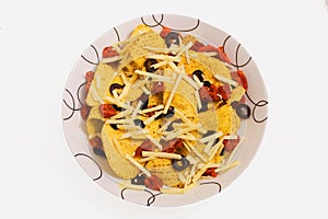 Nacho chips with olives photo