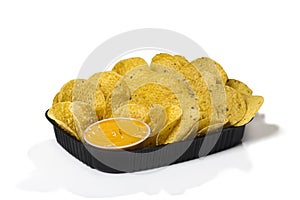 Nacho tray with melted cheese