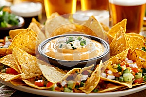 Nachos with cheese sauce