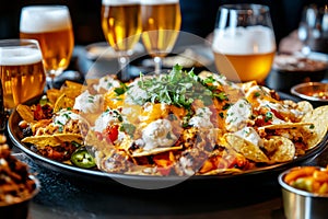 Nachos with cheese sauce