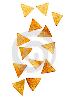 Tortilla chips against white background