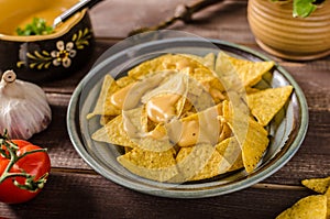 Nachos with homemade cheese dip