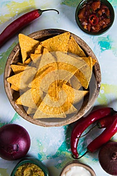 Nachos, mexican meal with tortilla chips