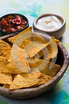 Nachos, mexican meal with tortilla chips