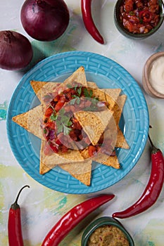 Nachos, mexican meal with tortilla chips