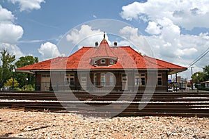 Nacogdoches, TX Historic Train Depot near Railroad Tracks