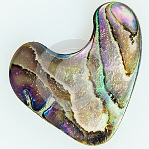 Nacre mother-of-pearl Abalone shaped like a heart photo