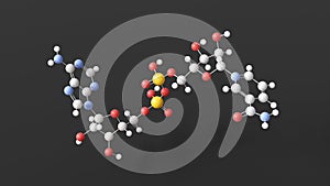 nad+ molecule, molecular structure, coenzyme c21h28n7o14p2, ball and stick 3d model, structural chemical formula with colored