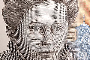 Nadezda Petrovic a closeup portrait from Serbian money