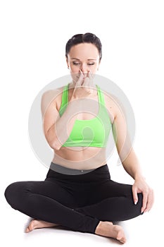 Nadi shodhan pranayama in yoga Easy pose