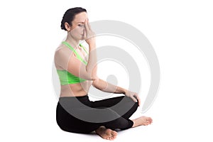 Nadi shodhana pranayama in yoga easy pose