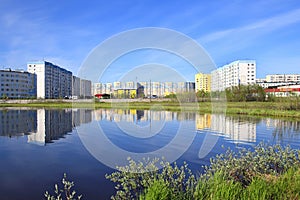 Nadym city on a summer day in the North of Western Siberia