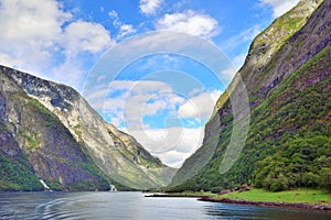 Naeroyfjord in Norway. Unesco World Heritage site.