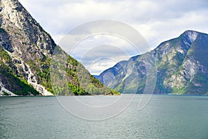 Naeroyfjord in Norway. Unesco World Heritage site.