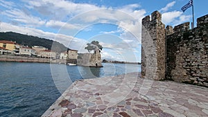 nafpaktos city port greece in winter