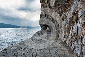 Nafplio, Greece. Walking path by the sea