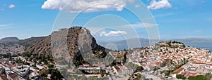 Nafplio or Nafplion city, Greece, Old town and fortress aerial drone view