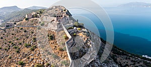 Nafplio or Nafplion city, Greece, Old town and Palamidi fortress aerial drone view