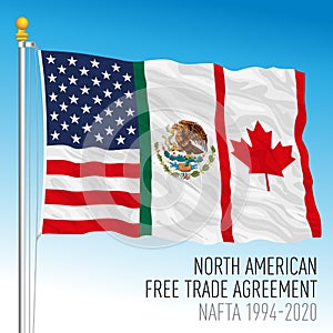 NAFTA  North American Free Trade Agreement flag  USA  Mexico  Canada