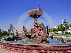 Naga Fountain, Phnom Penh, Cambodia