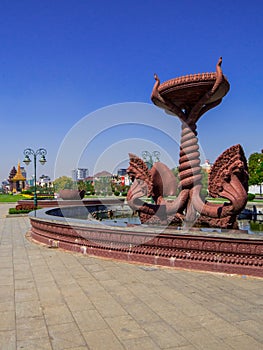 Naga Fountain, Phnom Penh, Cambodia