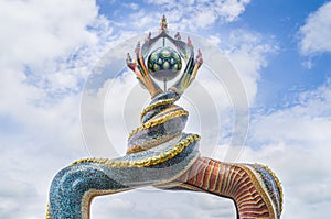 Naga's tails sculpture was decorated with glazed tile
