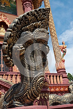 Naga sculpture at temple in Cambodia