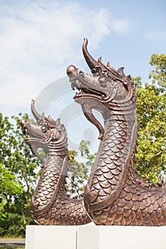 Naga or the serpent king statue in Temple Thailand