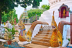 The Naga serpents in Wat Ket Karam, Chiang Mai, Thailand