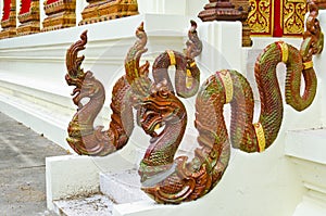 Naga stair hand rail at Thai temple