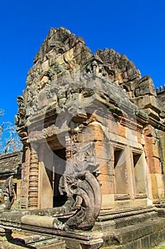 Naga statue in Khmer and Siam ancient historical ruins of city temple like Angkor Wat