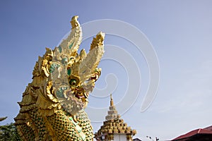 Naga statue located at Wat Phra That Choom Chum Sakon Nakhon.