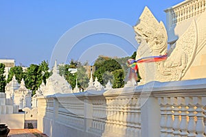 Naga Statue In Wat Suan Dok, Chiang Mai, Thailand