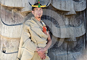 Naga tribal man with traditional headgear photo