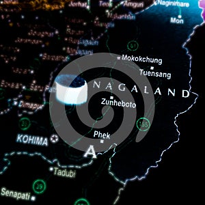 nagaland state nagaland state of India displaying on geographical location map